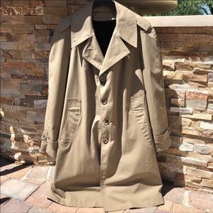 Vintage Montgomery Ward Khaki Faux Fur Trench Coat size 42